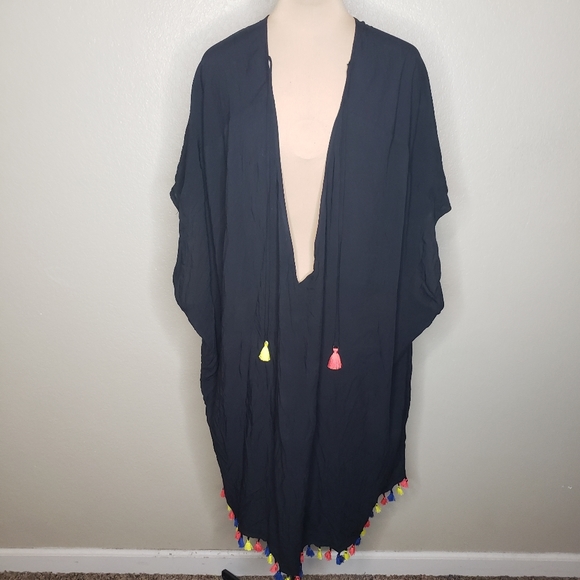 Cacique Other - 3/$20 BUNDLE SALE!! 22/24 Cacique Swim Cover Black with bright tassel trim